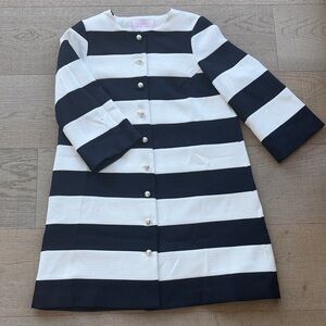 Tuckernuck Navy and White Pearl-Button Jacket/ dress